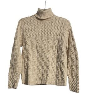 Cream Cable Knit Turtleneck Sweater